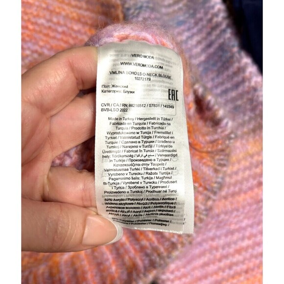 Vero Moda Pink Pastel Chunky Knit Sweater Striped Retro Y2K Preppy Womens Size M - Picture 6 of 10